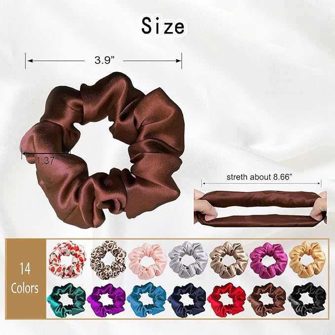 SALE! 16 Momme Pure Mulberry Silk Hair Scrunchies and Ties for Women Girls - Sleep and Daily Use - Curly, Thick or Thin Hair - Black and Brown (3 Pack)