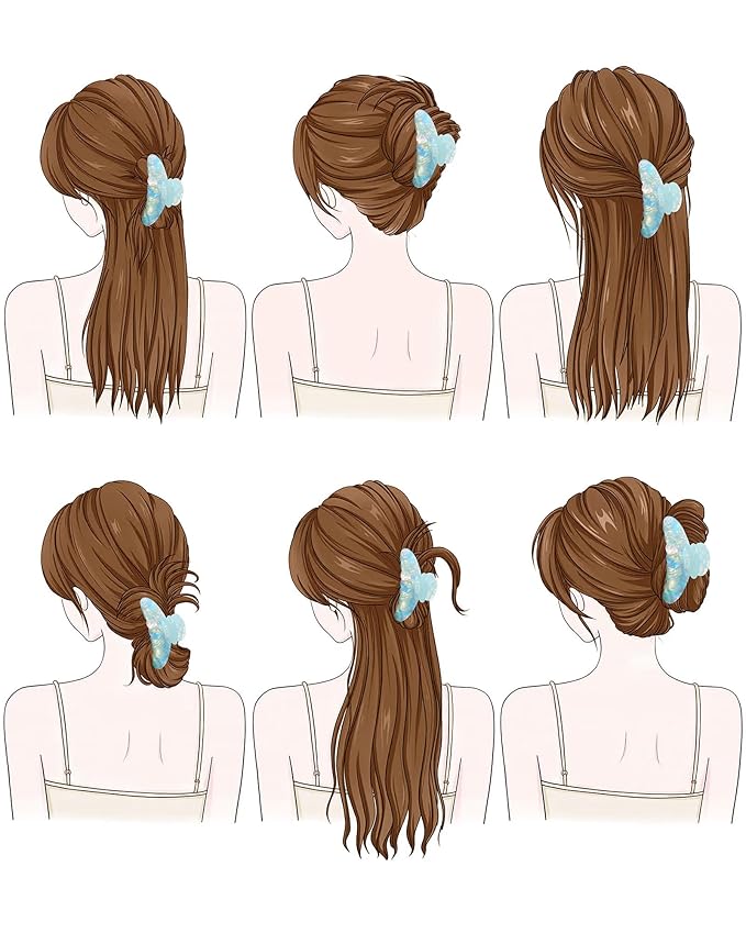 Mesovor 4 Pack Acrylic Hair Clips Claws, Nonslip 4.1" Large Hair Grip Hairclips for Thin and Thick | French Banana Barrettes Hair Strong Hold Hair Jaw Clamps (Pink, White, Green, Champagne)