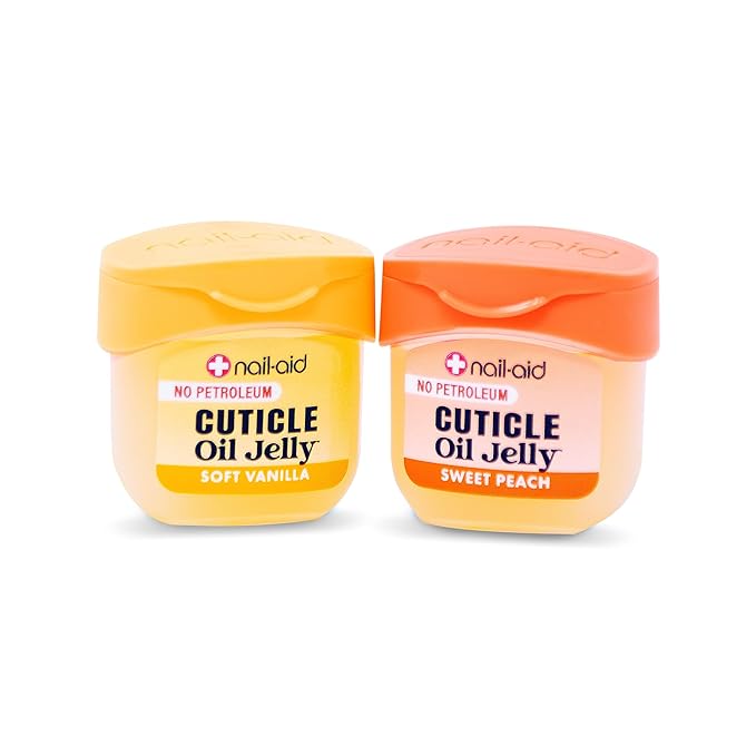 Nail-Aid Cuticle Oil Jelly, Press-On Friendly Non-Drip Cuticle Treatment for Dry Cracked Cuticles and Hangnails, Collagen + Vitamin E, CleanClick™ Secure Flip-Top Cap, Petroleum-Free (Pack of 2)