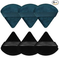 Pimoys 6 Pieces Powder Puff Face Triangle Makeup Puff for Loose Powder Setting Powder Soft Foundation Sponge Makeup Blender Sponge Beauty Makeup Tool, Black and Peacock Blue
