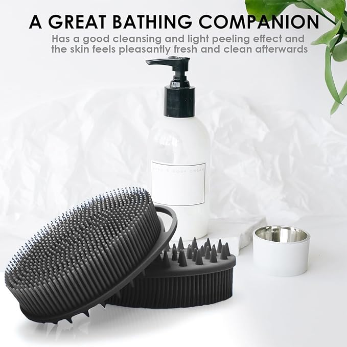 Silicone Body Scrubber - Dual-Sided Silicone Loofah for Use in Shower, Dry Brushing Body Brush Glove Exfoliating Body Scrubber Loofah Brush Easy-to-Clean for Sensitive Kids Women Men All Kinds of Skin