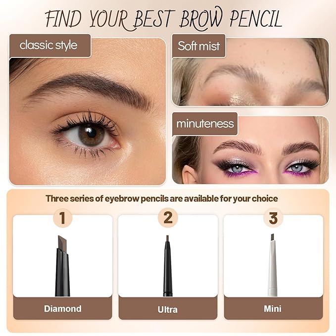 Eyebrow Pencil, Retractable Definer with Dual Brush, Ultra-Fine Tip for Precise Brow Makeup, Waterproof Gel Formula, Natural Hair-Like Strokes, Enhance Beauty (Dark Gray, Ultra)
