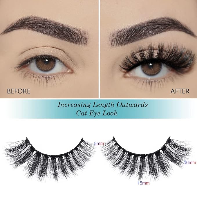 APCYUST Lash Wholesale Wispy False Eyelashes 3D Mink Eyelash 10 Pairs 5 Styles Fluffy Fake Lashes Bulk with Individual Case