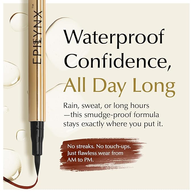 EPILYNX Liquid Eyeliner - Hypoallergenic Eyeliner with Fine Brush Tip, Long-Lasting Waterproof Eye Liner - Cruelty-Free, Vegan, Gluten-Free, Smooth Application Liquid Eye Liner, Brown 2mL