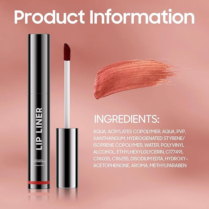 Lip Stain Peel Off, Lip Liner Moisturizing Long-Lasting & Waterproof, Transfer Proof & Plumping, Non-Stick Cup, Mauve Color