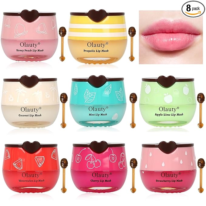 8 PCS Bee Lip Balm Honey Pot, Hydrating Prevention Dry & Cracked Lip Sleeping Mask,Reduce Lip Lines,Honey Lip Balm Bulk,Cheer Gifts,Party Favors,Stocking Stuffers,Bulk Gifts