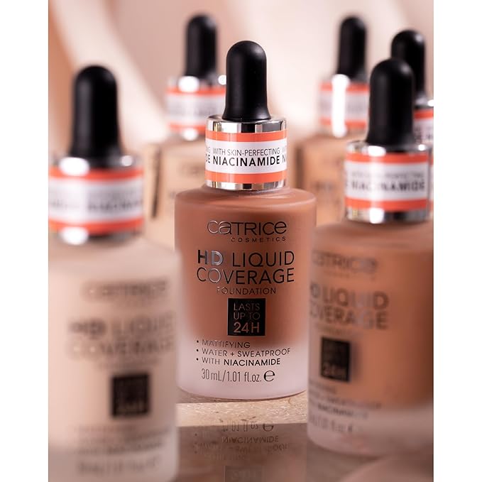 Catrice | HD Liquid Coverage Foundation | 24H Wear, Matte Finish, High Coverage, Waterproof Formula with Niacinamide | Vegan & Cruelty Free (097 | Cool Mocha)