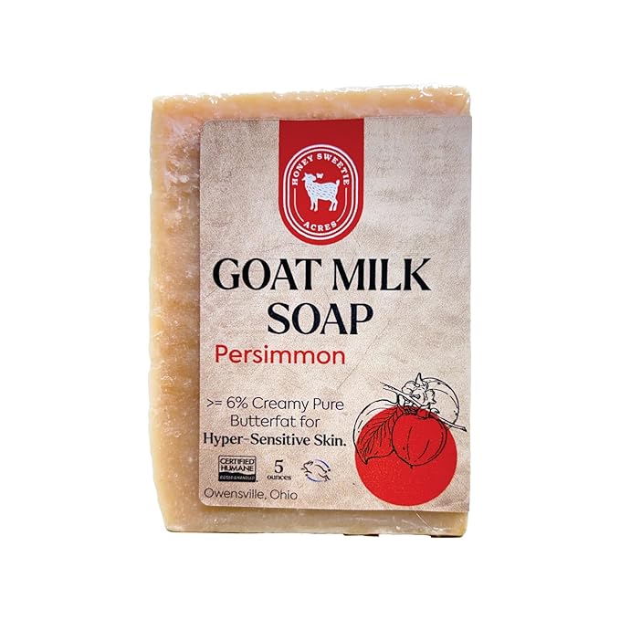 Honey Sweetie Acres Goat Milk Soap - Handmade 5 oz Bar, Made with Natural Ingredients, Moisturizing & Gentle, Made in the USA (Persimmon)