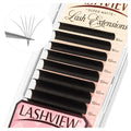 LASHVIEW Volume Lash Extensions 0.03-0.20 J/B/L/C/CC/D Curl 8-16mm Mixed & Single Length Tray, Soft Matte Dark Professional Eyelashes Extension(0.03 D 12mm)