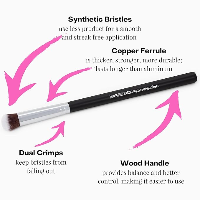 Mineral Powder Eyeshadow Makeup Brush – Small Mini Round Top Kabuki, Synthetic Dome Smudge Eye Shadow Brushes for Blending Smoky Eye, Setting Concealer Liquid Cream Cosmetics, Cruelty Free
