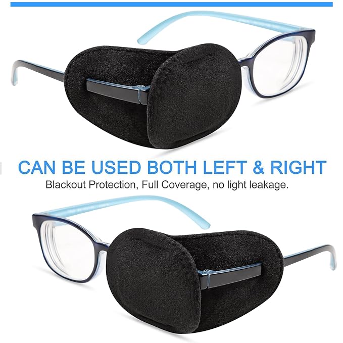4 Pack Eye Patches for Kids Girls Boys, Right & Left Eye Patch for Glasses, Lazy Eye Patch for Children Treating Lazy Eye Amblyopia Strabismus and After Surgery(Black)