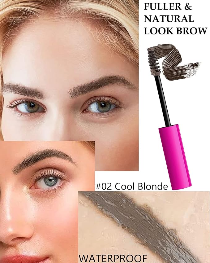Waterproof Tinted Brow Gel-Blonde Thickening Tint Eyebrow Mascara Gel & Clear Setting Brow Glue,Brow Filler Dye Brows Cream,Long Lasting Eye Makeup for Women,Light Medium Dark Brown-Set 02