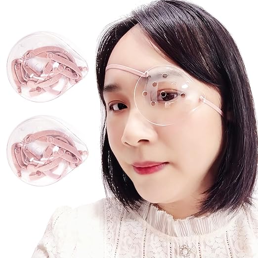 AMZVIO Clear Eye Shield After Cataract Surgery, 2 Pack, Breathable Medical Eye Patches for Adults and Kids, Hard Plastic Eye Protection Cover with Adjustable Strap for Sleeping (Pink)