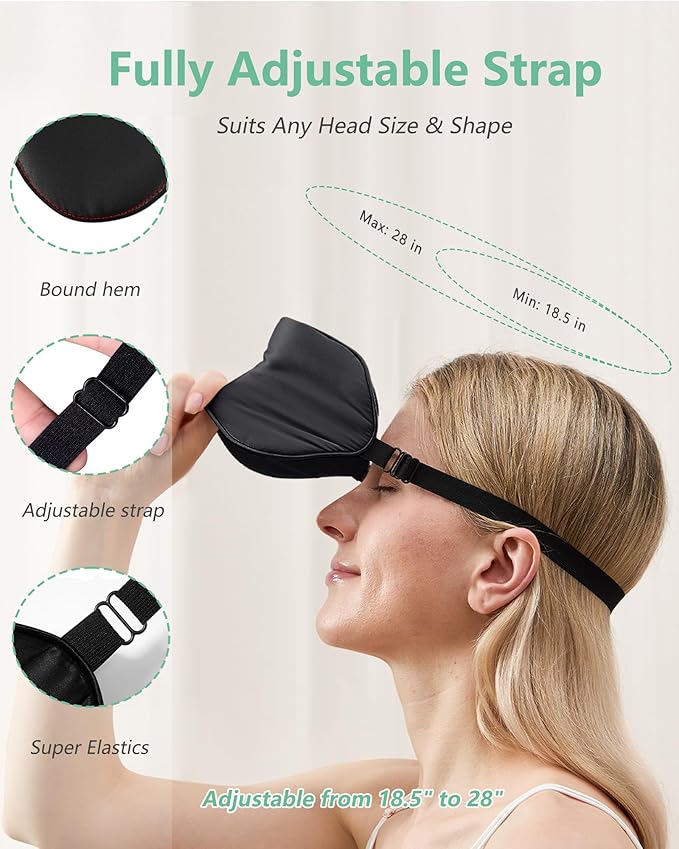BeeVines 100% Real Mulberry Silk 2 Pack Sleep Mask, Pure Silk Eye Masks with Adjustable Strap for Sleeping, 100% Block Light Eye Shade Cover, Reduces Puffy Eyes Traveling Gifts(Black & Red)