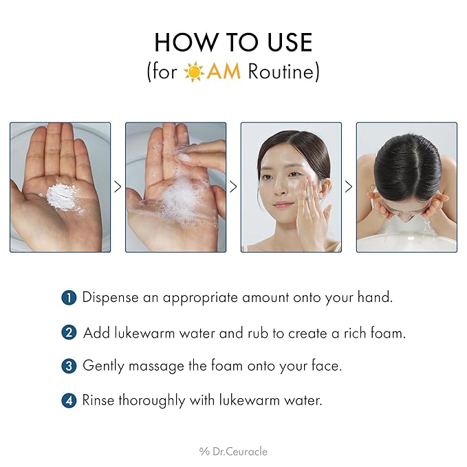 Dr.Ceuracle Pro Balance Enzyme Powder Face Wash - Korean Day and Night Natural Enzyme Powder Face Wash for Deep Pore Cleansing, Sebum Removing, pH Skin Balancing Care (Morning Wash)
