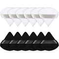 Maitys 12 Pieces Powder Puff Triangle Face Makeup Cosmetic for Loose Powder Soft Body Washable Reusable Foundation Sponge Mineral Wet Dry Makeup Tool(Black, White, Small)