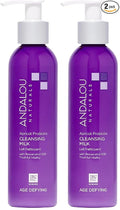 Andalou Naturals Age Defying Apricot Probiotic Cleansing Milk | Gentle Daily Hydrating Face Cleanser For Dry,Dehydrated Skin| With Fruit Stem Cell Complex | 6 fl oz,(Pack of 2)