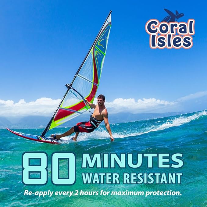 Coral Isles by Rocky Mountain Sunscreen | SPF 50 Lotion | Broad Spectrum UVA/UVB Protection | Hawaii Reef-Safe Act Compliant | Oxybenzone & Octinoxate Free | Water Resistant 80 Min. | 32 Fl Oz