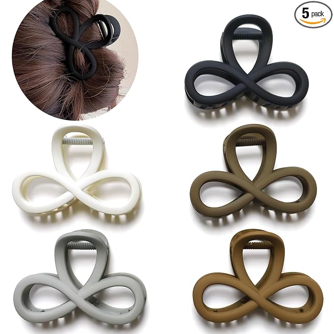 3.3 Inch Hair Claw Clips, No Slip Matte Not Easy to Break Claw Clip for Women's Thin & Medium Thick Fine Hair, 5 Pack