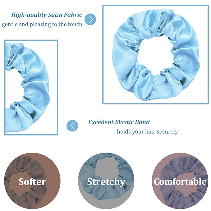 Silk Satin Scrunchies for Women Girls 24 PCS Hair Scrunchies Silk Satin Hair Ties for Thick Hair Bulk Hair Ties Hair Accessories