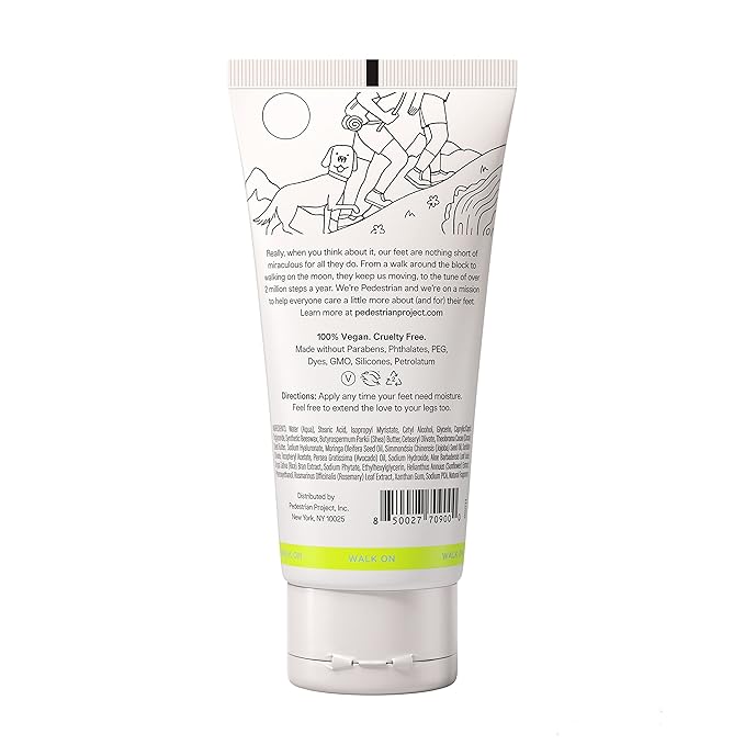 Pedestrian Project Walker’s Foot Cream for Calluses and Dry Feet - Hydrates, Softens & Smooths with Shea Butter, Moringa Seed Oil & Aloe - Vegan, Cruelty-Free Foot Care, 4 oz