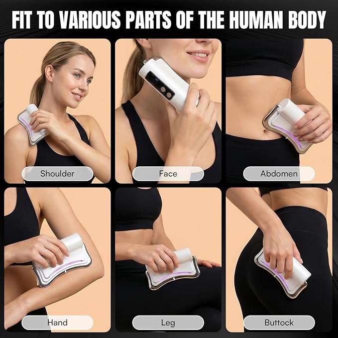 2026 New Upgrad Electric Muscle Scraper Tool for Full Body, Massage, Heated, Relaxation & Skincare, 4 Modes 3 Levels Multifunctional Gua Sha Tool Gifts for Family (White)