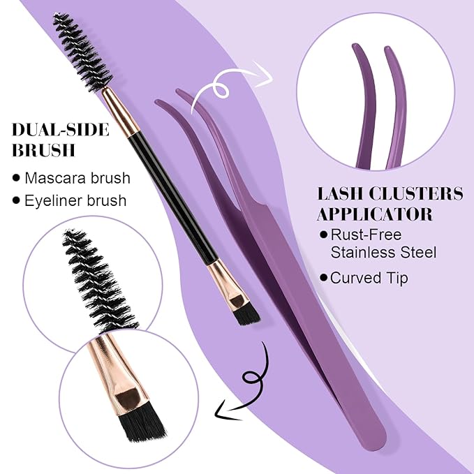 B&Q Lash Clusters Kit 280PCS Eyelash Clusters Kit,40D 50D D 9-16MIX Individual Lash Comfortable Eyelash Extension Set, Classic Look with Bond and Seal Waterproof, Remover DIY at Home(Set,40D+50D)