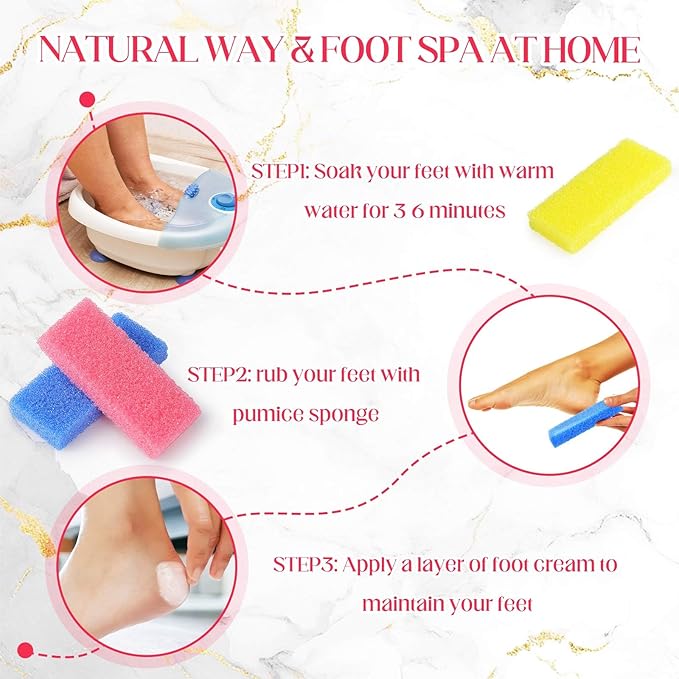 Batiyeer 100 Pcs Pumice Stone for Feet Scrubber Dead Skin Disposable Pedicure Pumice Stone Foot Shower Scrubber for Heel Cuticle Callus Remover Bath Spa(Blue, Sky Blue, Pink, Yellow)