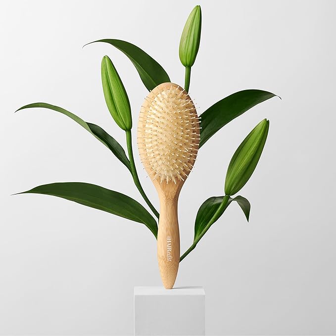 The Hair Edit Glossifier Boar Bristle Bamboo Brush, Hairbrush for Women, Bamboo Finishing Brush for Smooth Shine & Taming Flyaways, Distributes Natural Oils, Lightweight Eco-Friendly, All Hair Types