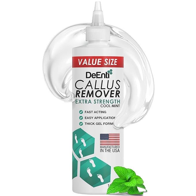 DeEnti Callus Remover for Feet, Extra Strength Foot Callus Remover Gel, 16oz Salon Grade Home Pedicure Supplies for Dry Skin, Cracked Heel, Professional Strength Foot Care, Cool Mint