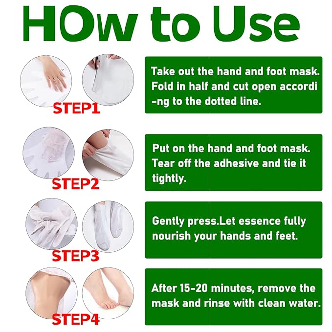 Elitzia Moisturizing Hand & Foot Mask Gift Set - 2 Pairs Gloves & 2 Pairs Socks with Coconut Oil & Rose Extract for Dry Cracked Skin, Winter Care Spa Gifts for Mom Wife Her ETXJ2505
