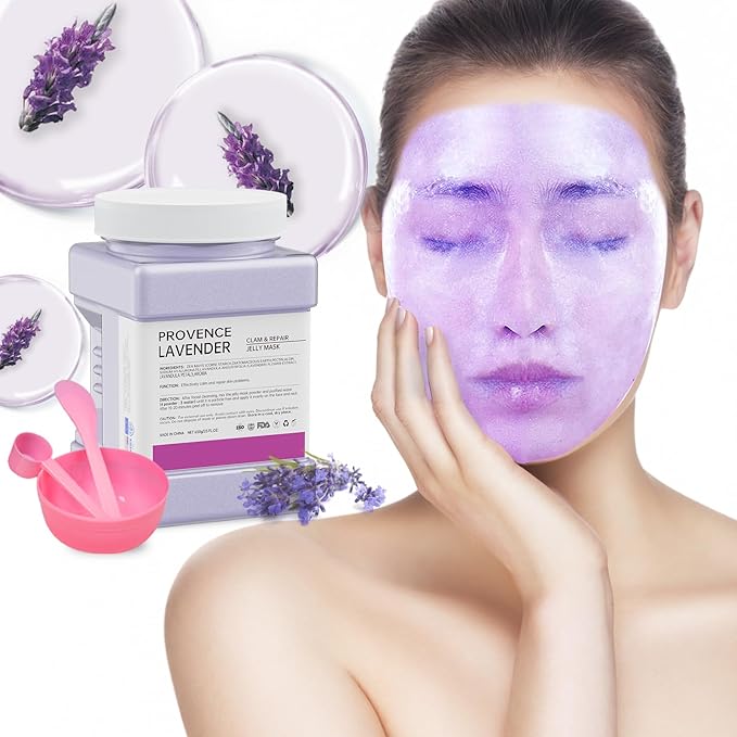 Jelly Mask Powder for Facials,Lavender Jelly Mask Powder Hydrating, Brightening & Nourishing Face Mask Skin Care,Peel Off Jelly Masks for DIY Spa 23 Fl Oz