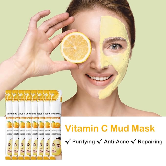 24 Pcs Clay Face Mask with Brush,Hydrating Mud Face Mask Set,Deep Cleaning Oil Control Clay Facial Masks for Blackheads Remover,Mud Facial Masks Skincare Gift Set