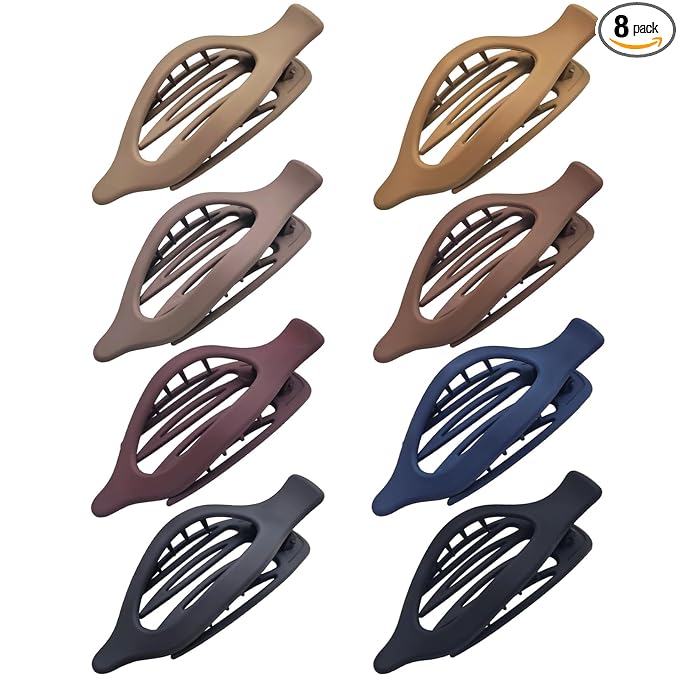 8 Pack French Flat Hair Clips, Non-Slip Large Hair Clips for Women, Matte Neutral Flat Hair Claws for Thick Thin Hair