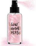 HOSAILY Body Glitter Spray - Pink Body Shimmer for Face, Hair & Body, Moisturizing Luminizer Glow Illuminator, Quick-Drying Sparkling Glitter Spray Liquid Highlighter Makeup (#07)