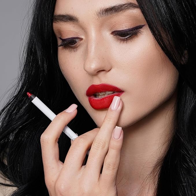 Lamel Gel Lip Liner Pencil - Ruby Red - 2-in-1 Waterproof Lip Liner - 8-Hour Wear, Creamy Texture, Sharpenable, High Pigment - Provides Smooth Finish or Full Coverage - N.411