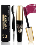 Burgundy Waterproof Tube Mascara, Volume and Length Volumizng Colored Mascara for Eyelashes, Long Lasting Smudge-proof Lengthening 5D Lash Máscara with Silk Fiber, No Flaking or Clumping