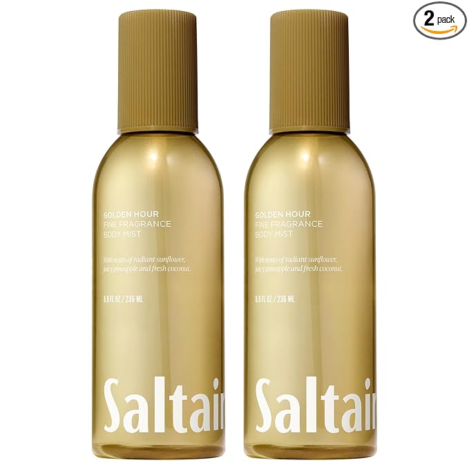 Saltair Body Mist 2 Pack - Fine Fragrance, Lightweight Body Spray Mist with Golden Hour Scent. Long Lasting Perfume Mist. 2x 8oz Bottles