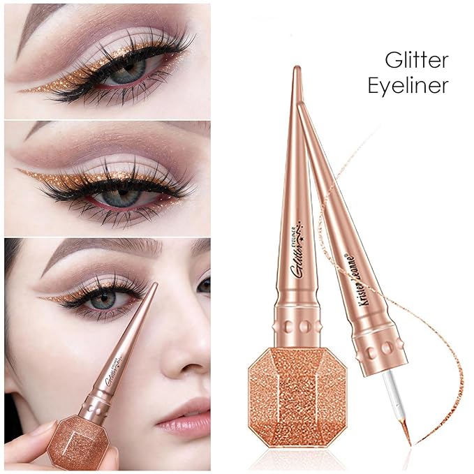 MODIDSTU12 Colors Glitter Eyeliner, Waterproof Sparkle Liquid Eyeliner Pen, Diamond Shine Festival Makeup, Long-Lasting Shimmer Eye Liner for Party, Wedding set (05)