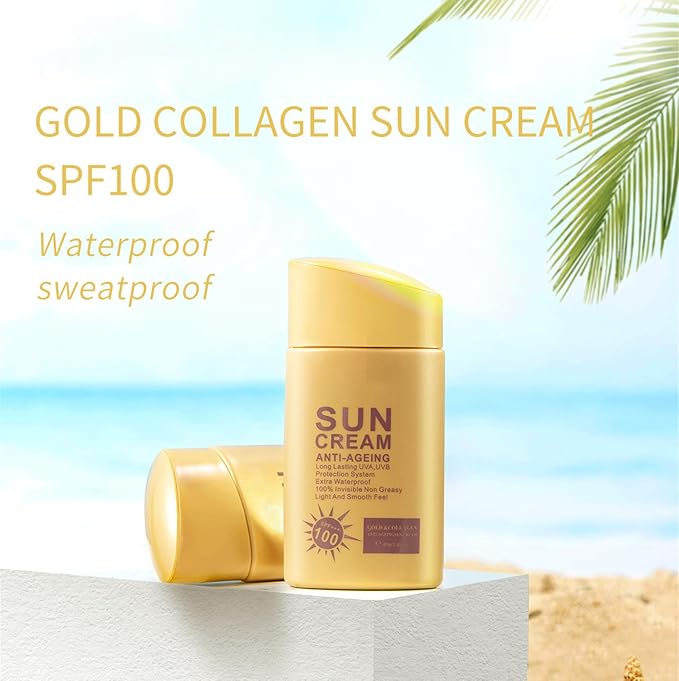 Anti Aging Sunscreen SPF 60 for Face and Body, Sun Screen Protector Walerproof, Non Greasy, Light and Smooth Feel Sunscreen Lotion Moisture Sun Cream, Beach Essentials for Women (SPF 60)