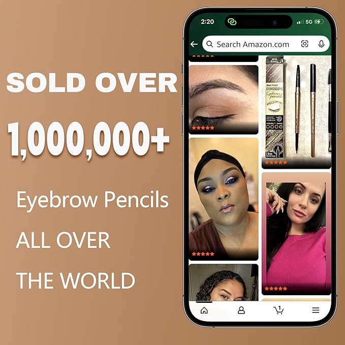 2 Pack Eyebrow Pencil, Waterproof Eyebrow Makeup with Dual Ends, Professional Brow Enhancing Kit with Eyebrow Brush, Khaki Coffee