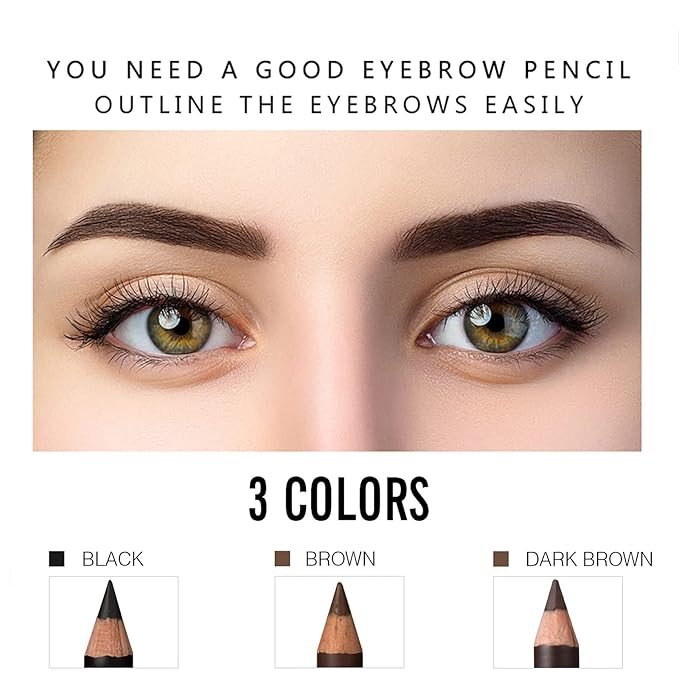 3Colors Eyebrow Pencil Eyeliner Set，Soft Textured Eyebrow Tint Pen，Easy to Color，Long Lasting，Waterproof Eye Brow Pencils for Fills in Sparse Areas and Gaps，Create a Natural Brow Makeup