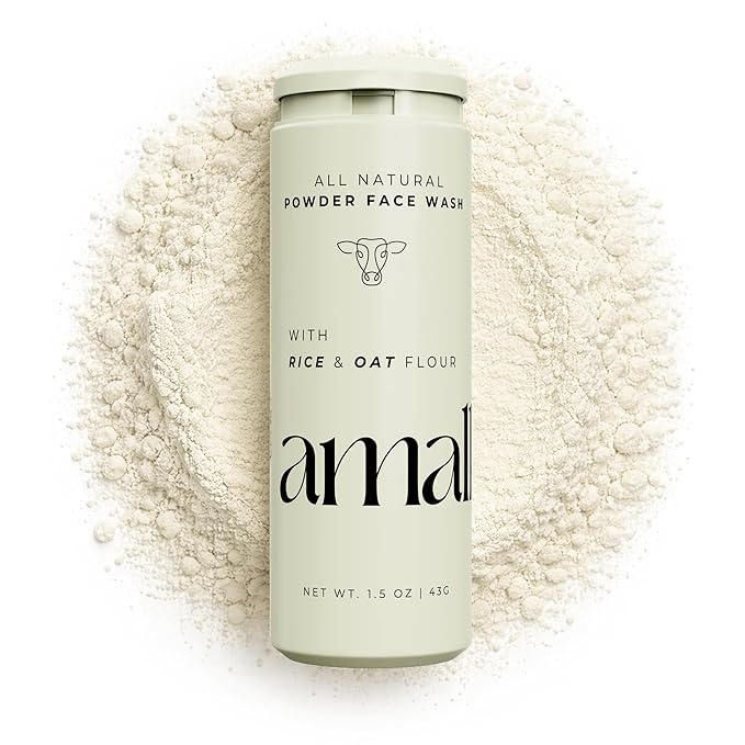 Amallow - Enzyme Powder Face Wash - Gentle Exfoliating Powder-to-Foam Cleanser with Rice Powder, Papaya Enzymes & Oat Flour - Facial Cleanser for Sensitive Skin