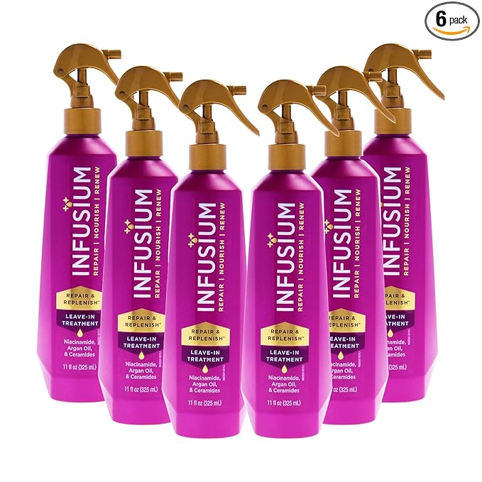 Infusium Repair And Replenish Leave-In Treatment - Hair Spray with Niacinamide, Argan Oil, and Ceramides - Strengthens and Nourishes - 6 pc