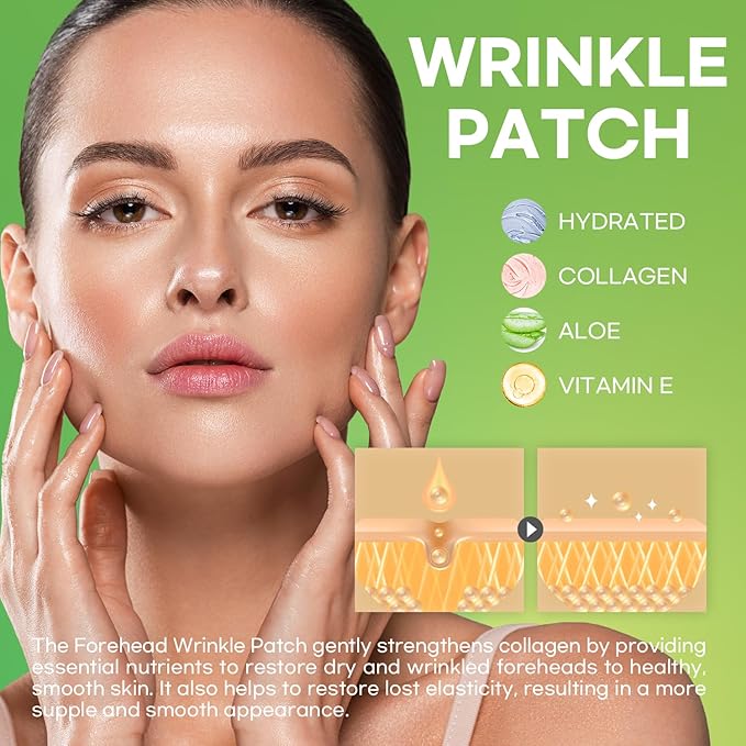 SILKDERMIS Forehead Wrinkle Patches 12Pcs, Smile Line Patches 24pcs with Aloe, Collagen, Vitamin E, Anti Wrinkle Patches, Anti Wrinkle Patches