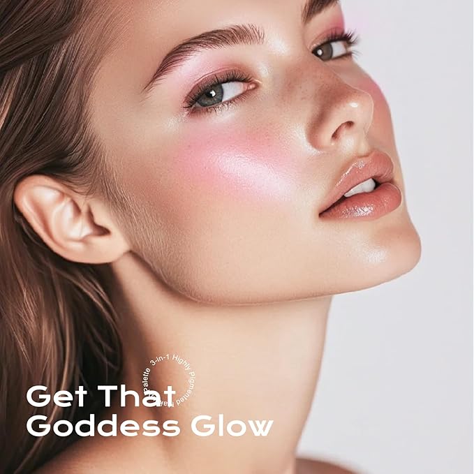 Color Nymph All in One Contour Palette with Blush & Highlighter, 3-in-1 Mini Makeup Palette with Mirror, Travel-Friendly MakeUp Kit, Vegan & Cruelty-Free - Starlit Glow