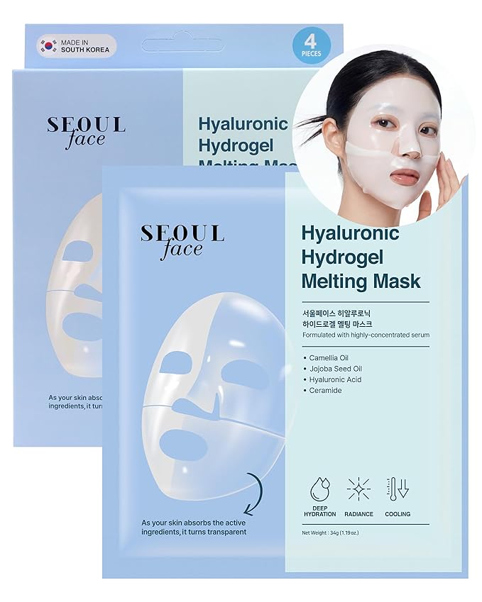 DERMAL Hyaluronic Hydrogel Melting Jelly Gel Mask 4ea - Korean Overnight Face Mask with Ceramide - Deep Moisturizing, Pore Minimizing for Glow Skin - Korean Skincare