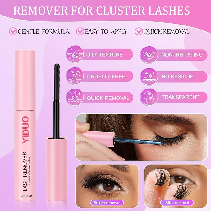 YIDUO 3 style Lashes Clusters Kit with Bottom Lash Cat-Eye Wispy Individual Faux Mink Fake Eyelashes, Volume Studio Effect, 498Pcs DIY False Eyelash Extensions with Bond and Seal|Removers|Tweezers