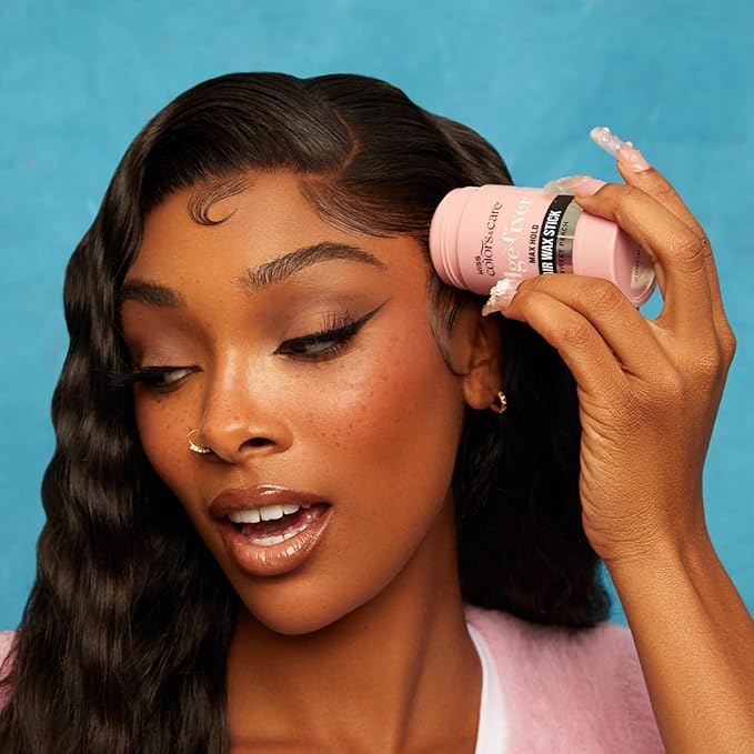 KISS COLORS & CARE Hair Wax Stick, 2.47 OZ (Sweet Peach) - Effortless Edge Styling, 24 Hour Hold, Non-Oily, Flake-Free, Biotin B7 & Shea Butter, Sleek Results, Tames Flyaways, Promotes Hair Growth