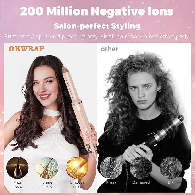 6 in 1 Blow Dryer Brush with Fast-Drying 110,000 RPM Ionic Hot Air Styler, for All Hair Types Drying Straightening, Curling Volumizing Hair, Frizz-Free and Add Volume, No Heat Damage, Gifts for Girl